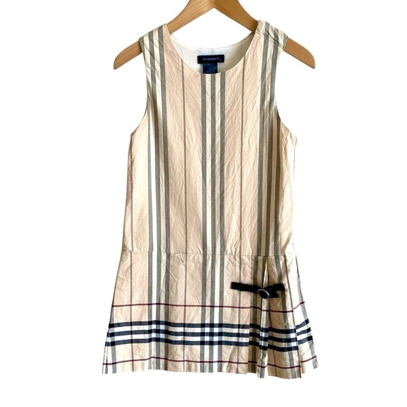 Burberry Nova Check Sheath Buckle Pleated Ruffle Sleeveless Heritage Dress - Picture 6 of 7